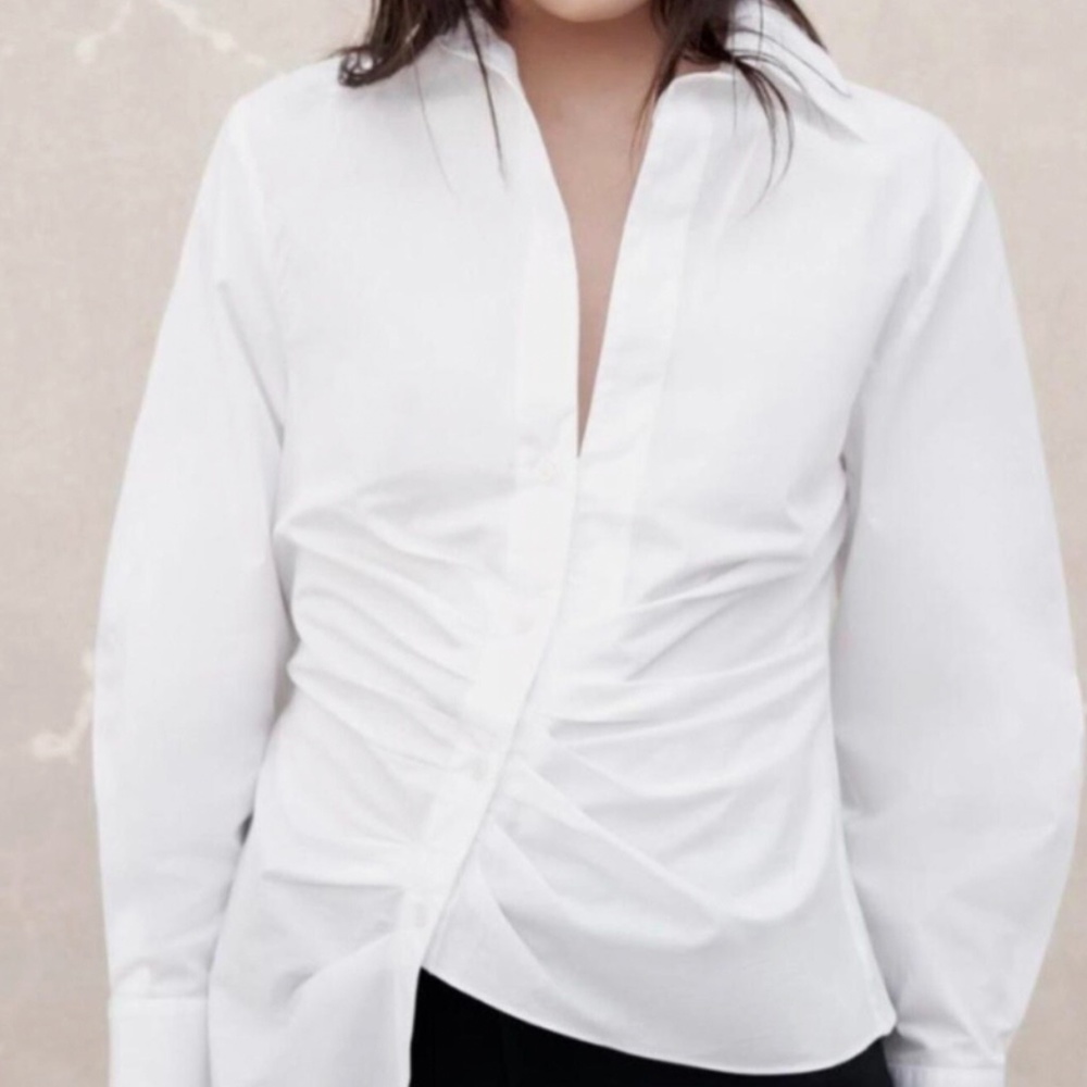 Zara ruched asymmetrical button up
